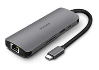 PHILIPS 8 in 1 USB Type-C to ethernet + HDMI 4K 30Hz + 3 x USB A + PD (max 60W) + Micro SD Card Slot 