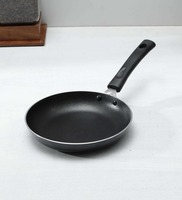 Black Aluminium 2.6 Mm Non-Stick Tapper Pan With Handle, 1 Wooden Spatula, 1 Scrubber, 2 Litre, By WORLDSTAR