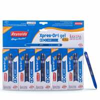 Reynolds Ball Pen I Lightweight Ball Pen With Comfortable Grip for Extra Smooth Writing I School and Office Stationery | XPRES DRI GEL 07- RPI PACKAGE 5 COUNT BLUE
