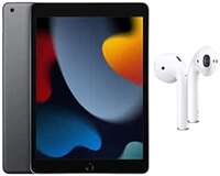 Apple 2021 10.2-in  iPad with A13 Bionic chip (Wi-Fi, 64GB) - Space Grey (9th Generation) & AirPods (2nd Generation)