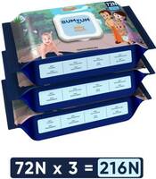 BUMTUM Baby Wet Wipes with Lid | Paraben & Sulfate Free (Pack of 3) (216 Wipes)