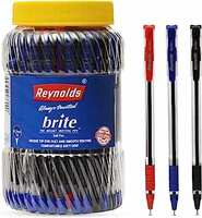 Reynolds BRITE BP - 50 COUNT | 35 BLUE | 10 BLACK | 5 RED I Lightweight Ball Pen With Comfortable Grip for Extra Smooth Writing I School and Office Stationery | 0.7mm Tip Size