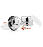 Silver Stainless Steel (Set of 2) Airtight Cookies Canister With Lid - 800ml, By URBANSPOON
