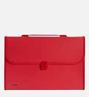 Amazon Brand - Solimo Expanding File Folder with 13 Pockets, Handle, and Buckle Closure, for A4 Size Documents (Red)