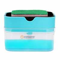 E-COSMOS Soap Dispenser for Dishwasher Liquid Holder, Liquid Dispenser Through Pump (Multi-Color, 400 ML) with Sponge (Sky Blue)
