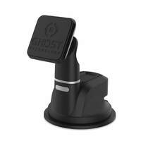 Celly GHOSTDASH Magnetic Mobile Holder, 360° Adjustable Head, Strong Suction Cup for Dashboard, Glass and Table, 2 Magnetic Plates Included (Black)