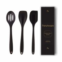 Frenchware (Set of 3) 2 Spatulas and 1 Spoon, Non-Stick Silicon Spatula Set for Cooking & Baking