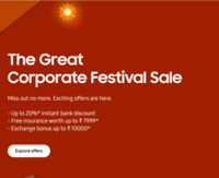 Samsung The Great Corporate Festival Sale- Up to 20% Off Instant Bank Discount