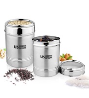 Silver Stainless Steel 2Pcs Storage Container,