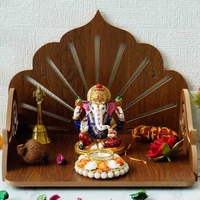 Brown Sunrays Design Laminated Wood Pooja Shelve, By eCraftIndia