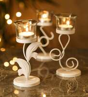 White Iron Candle Holder Set of 3, By Hosley