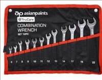 Asian Paints TruCare 12-in-1 Pcs Combination Jaw Spanners Wrench Set with a cloth organiser | Carbon Steel with Rust & Corrosion Resistant Chrome Plating 
