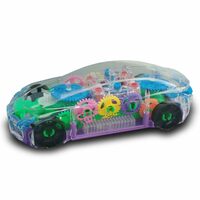 Lightening deal - Toy Magic Transparent Mechanical Toy Car|360° Auto Rotating Sensor Car|Gear Machine Vehicle with Multicolor LED Light & Music|Battery Operated