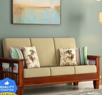 Taskwood Furniture Solid Wooden With Cushions 3 Seater Sofa