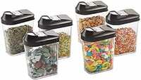Steelo Skippar Plastic Storage Container, 6 Pcs Set, 250 ml x 6, Black