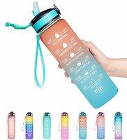 Lowest - Giotto by VLSA® 32oz/22oz Leakproof BPA Free Drinking Water Bottle with Time Marker & Straw to Ensure You Drink Enough Water Throughout The Day for Fitness (32 oz, B2.Ombre Orange Green)