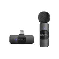 Boya 2.4 ghz Omnidirectional Wireless Microphone System with a Transmitter & a Receiver for iOS Devices. MFI Certified. for Social Media, YouTube Content with Rechargeable Battery. 50 metres Range.
