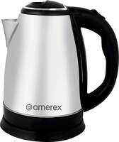 Amerex 1.8 Liter Kettle With Auto Shutoff Feature For Kitchen, Stainless Steel Body, Silver, Black, 1000 Watt