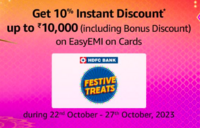 Amazon extra happiness days bank offers(22-27 OCT) 10 % discount with HDFC/ONECARD//BOB 5+ 5% with Amazon pay ICICI 