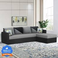 Trevi Bliss E2O RHS Mystic Black & Titanium Grey Fabric 6 Seater Sofa (Finish Color - Black & Grey, DIY(Do-It-Yourself))