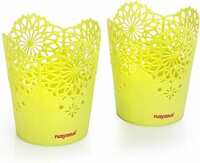 Nayasa Lacy 2 Piece Plastic Tall Basket Set, Green