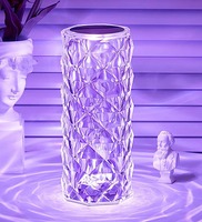 Rose Diamond 16 Colour Changing LED Touch Crystal USB Operated Table Lamp with Remote, By Homesake