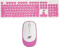Ant Value FKBRI05 / Auto-Stand-By, Silent Keys, 8 hot keysKeyboard& Mouse Combo Wireless Desktop Keyboard  (Pink, White)