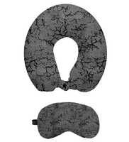 Dark Grey Quilted Velvet Travel Neck Pillow and Eye mask Set for Car Travel, Head and Neck Rest Support, By Lushomes