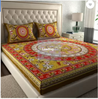 LA VERNE 104 TC Cotton Double Jaipuri Prints Flat Bedsheet  (Pack of 1, Multicolor)