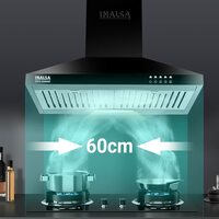 INALSA 60 cm, 1050 m3/hr Kitchen Chimney Enya BKBF with Stainless Steel Wall Mount Baffle Filters, Push Button Control, 5 Year Warranty On Motor, Black and silver 