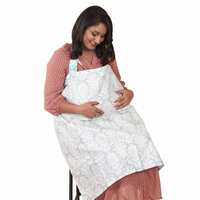Motherly Nursing Breastfeeding Cover Scarf Cloth- Breast Feeding Shawl (Gray/White Flower Print)