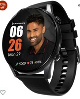 CrossBeats Apex Regal 1.43" Super AMOLED Always On Display Smart Watch with Bluetooth Calling, Metal Body, Fast Charge, 466×466 Pixel 3D Glass, AOD Display (Black) 