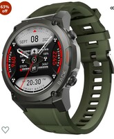 CrossBeats Armour 1.43" Super AMOLED Swimproof Always ON Bluetooth Calling Rugged Outdoor Military Standard Certified, 125+ Sports Modes, 15 Day Battery Life Smartwatch for Men (Green) 