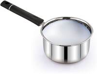 Mahavir Stainless Steel 1.0 Liter Sauce Pan(16CM)-Silver Milk Pan Induction Bottom Cookware Set (Stainless Steel, 1 - Piece)