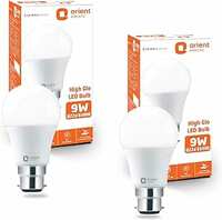 Orient Electric High Glo LED Bulb 9W, Cool white light, 6500K, B22d, Pack of 2