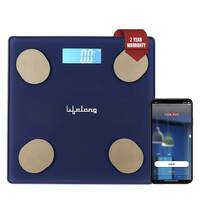 Lifelong LLWS36 Smart Body Fat Weighing Scale with 18 Measurement Functions with Lifelong Smart Home App-Bluetooth Sensor Technology|Electronic Weight Machine|2 Year Warranty & Battery Included (Blue)