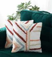 Multicolor Cotton Textured 16x16 inches (Set of 2) Cushion Covers, By Kushadri