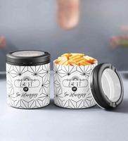 Orchid 750Ml Black Plastic (Set of 2) Airtight Container, By Trueware