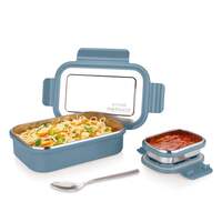 Attro Hotmate Stainless Steel Insulated Airtight Leak-Proof Lunch Box Unbreakable Lid, Snacks Tiffin for Kids, Light Weight, Easy Clean for Office, School, Picnic & Travelling, 800 ml - Pastel Blue