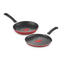 Pigeon Aluminium Nonstick Duo Pack Flat Tawa 250 and Fry Pan 200 Gift Set (Red) [Apply ₹100 Off Coupon]