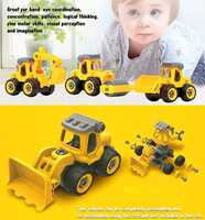 Supreme Deals Construction Vehicles Set, 4 Pack DIY Take Apart Toys Construction Trucks with 1 Screwdriver Tools, Kids Building Cars Excavator, Bulldozer, Road Roller, Drill Excavator, Multicolor  80% off