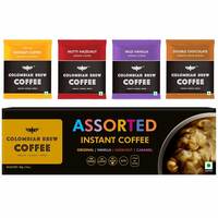 Colombian Brew Assorted Instant Coffee Powder Box (Strong,Vanilla,Hazelnut,Caramel) (Gift Pack Box Diwali, Rakhi) 80gm