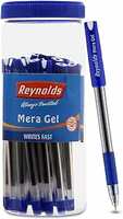 Reynolds MERA GEL 30 CT JAR, BLUE | Gel Pen Set With Comfortable Grip | Pens For Writing | School and Office Stationery | Pens For Students | 0.5 mm Tip Size