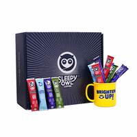 Sleepy Owl Instant Gift Set | 32 Assorted Coffee Sachets + 1 Mug | 4 Flavoured Premium Instant Coffee | Makes 32 Delicious Cups | 100% Arabica | Gift Set for Men, Women