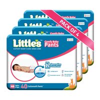 Little's Baby Pants Diapers with Wetness Indicator and 12 Hours Absorption, New Born (NB) upto 5 kgs, White, 160 Count [Collect Cashback Offer]