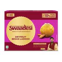 Unibic Swaadesi Dryfruit Besan Laddoo I Made with Pure Desi Ghee I Handcrafted Traditional Indian Sweets I Authentic Laddoo Taste - 240 gm