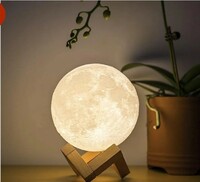 One94Store Moon Lamp 3D 7 Color Changing 15 Cm with Stand Moon Night Rechargeable Lamp with Stand for Bedroom Lights for Adults, Kids, Indoor Lighting, Valentine (Moon 15Cm, Pack of 1, Plastic) 