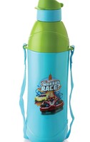 [50 coupon] CELLO Puro Junior Hot Wheel Print Plastic Water Bottle for Kids | Easy Carry Wrist Belt | Leak Proof & Refrigerator Safe| Keeps Content Cold for Long hours |600ml, Sky Blue