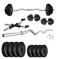 Protoner Home Gym 20 kgs, 2 kg x 4 Plates 3 kg x 4 Plates, 1 x 3 feet bar,2 x Dumbbell rods, Plastic, BLACK