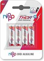Nippo Thor Leakproof Alkaline AA Batteries 1.5V | Pack of 4 | Longer Lasting Batteries | Guaranteed 15 Months in Remote | Non-Rechargeable